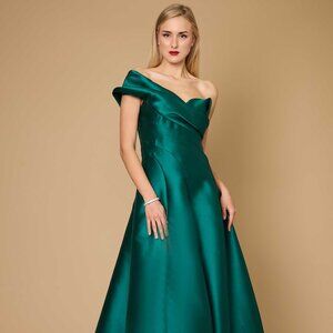 Emerald Green One Shoulder Long Formal Ball Gown Evening Dress